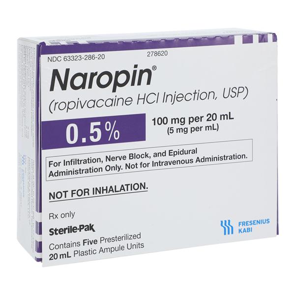 Naropin Injection 0.5% 5mg/mL Preservative Free Ampule 20mL 5/Pk