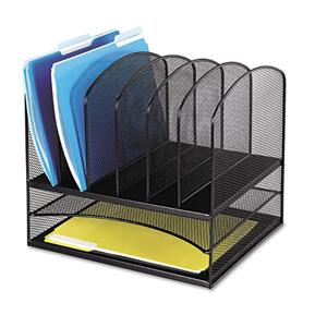 Safco Onyx Mesh Desk Organizer 13 in x 13.75 in x 11.5 in Black Ea