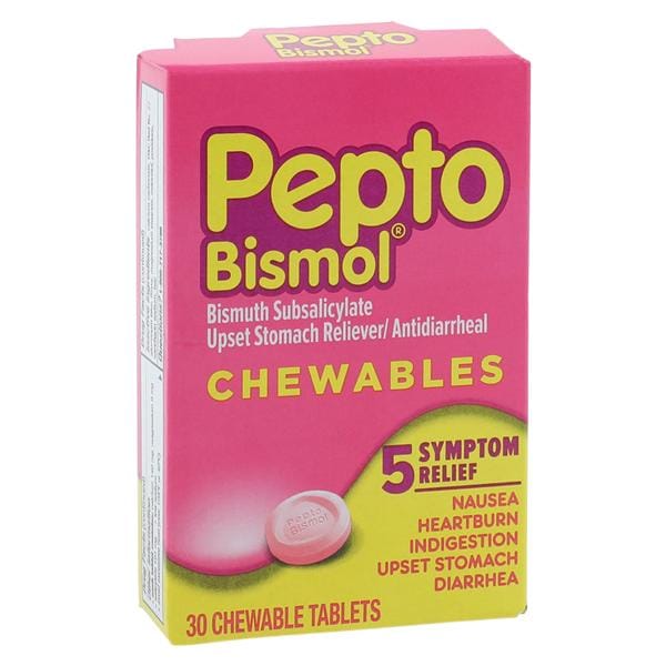 Pepto-Bismol Antacid/Antidiarrhea Chewable Tablets 262mg Original 30/Bx, 24 BX/CA