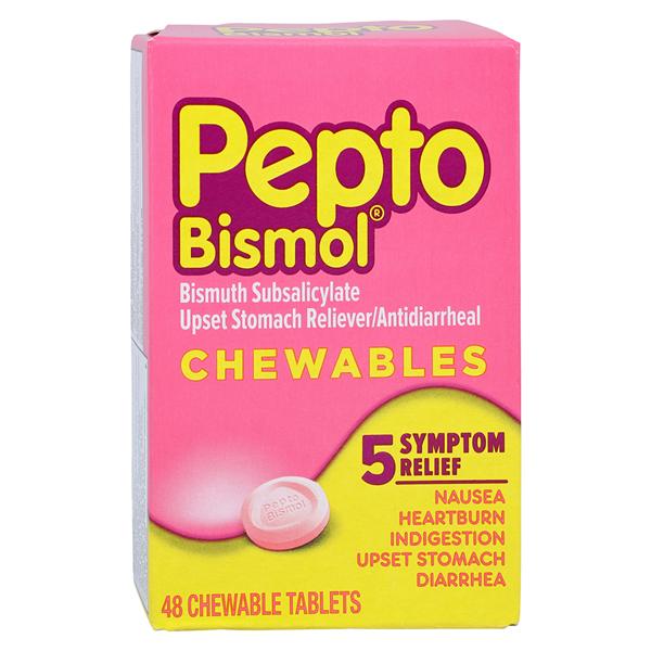 Pepto-Bismol Antacid/Antidiarrhea Chewable Tablets 262mg Original 48/Bx