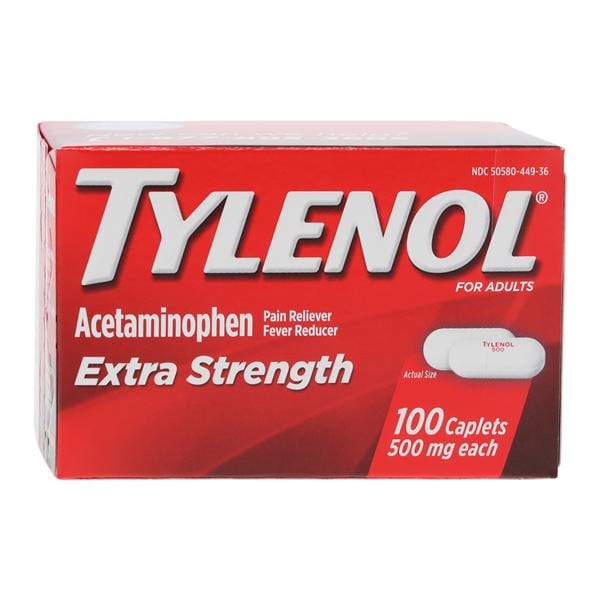 Tylenol Pain Reliever/Fever Reducer Caplets 500mg Extra Strength 100/Bt