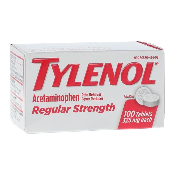 Tylenol Pain Reliever/Fever Reducer Tablets 325mg 100/Bt, 72 BT/CA