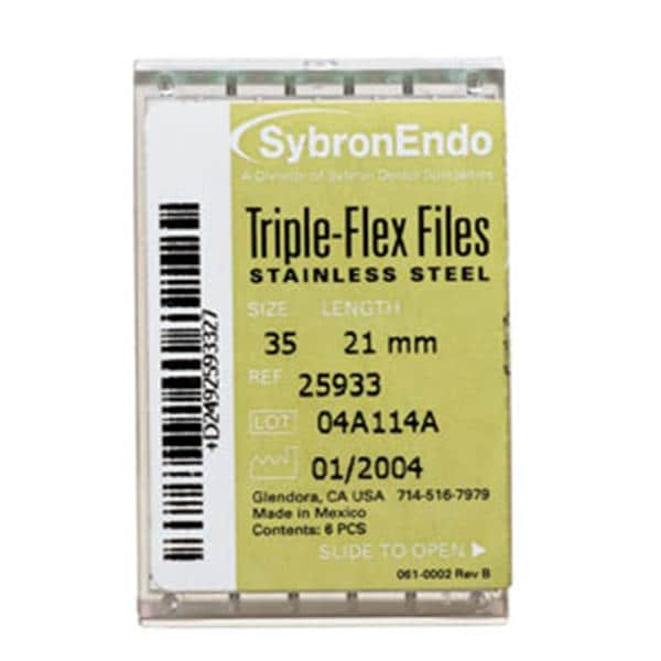 Triple-Flex Flex File 21 mm Size 50 Stainless Steel Yellow 6/Bx