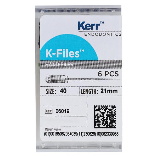 Hand K-File 21 mm Size 40 Stainless Steel Black 6/Bx