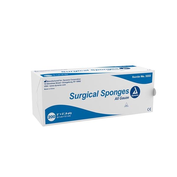 100% Cotton Gauze Sponge 2x2" 8 Ply Non-Sterile LF