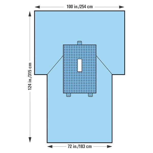 KC100 100x72x124" Sterile Laparotomy Drape 4x12" Fenestrated