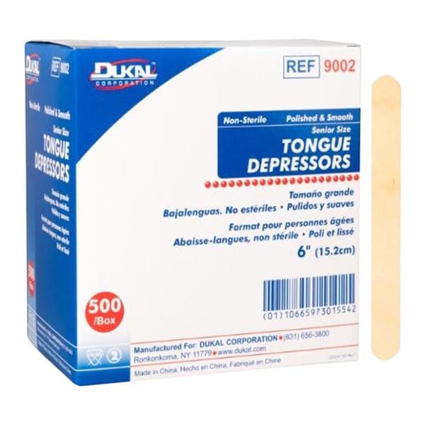 Tongue Depressor 6 in Wood Non Sterile Senior 5000/Ca