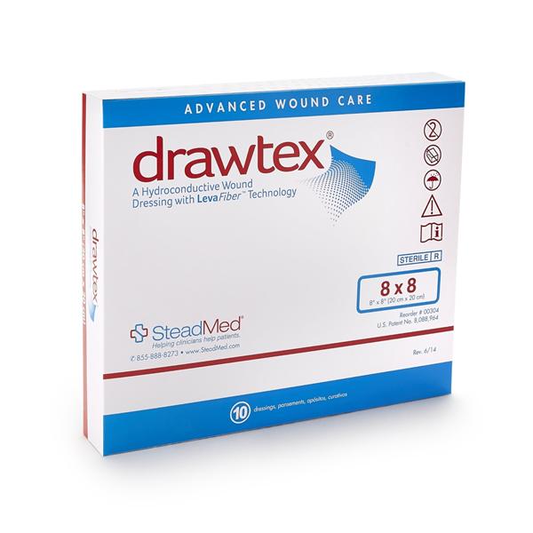 Drawtex LevaFiber Hydroconductive Dressing 8x8" Non-Adherent Absorbent LF