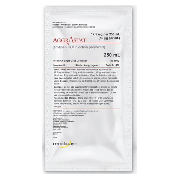 Aggrastat Injection 50mcg/mL Bag 250mL Ea