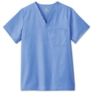 Scrub Shirt V-Neck 1 Pocket Set-In Sleeves 2X Large Ceil Blue Unisex Ea