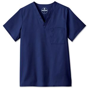 Scrub Shirt V-Neck 1 Pocket Set-In Sleeves 2X Large Navy Unisex Ea