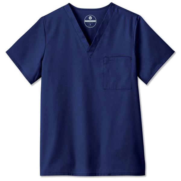 Scrub Shirt V-Neck 1 Pocket Set-In Sleeves 2X Large Navy Unisex Ea