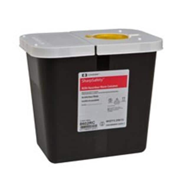RCRA Hazardous Waste Container 2g Blk/Wht 7.25x10.5x10" Hng Ld Snp Lck Plypro Ea