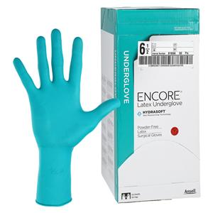 ENCORE Latex Underglove Surgical Gloves 6.5 Standard Green, 4 BX/CA