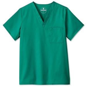 Fundamentals Scrub Shirt V-Nck 1 Pckt Set-In Sleeves 2X Large Hntr Grn Unisex Ea