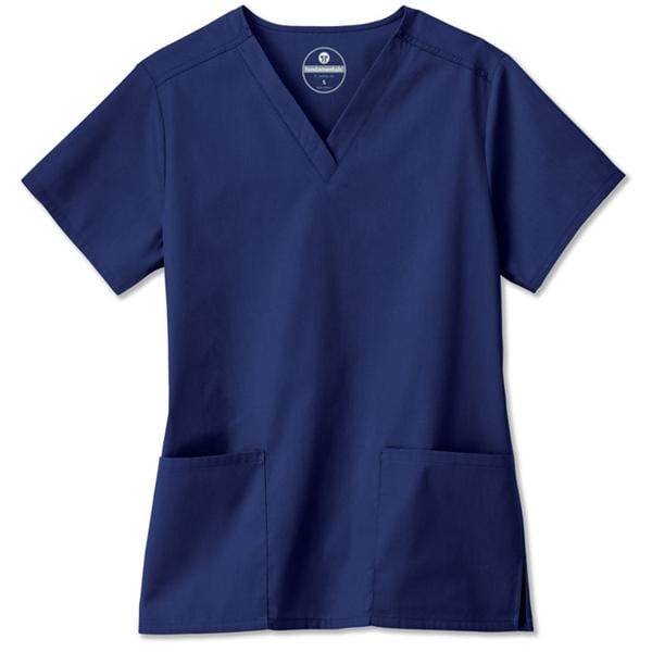 Fundamentals Scrub Shirt Short Sleeves 2X Large Navy Womens Ea