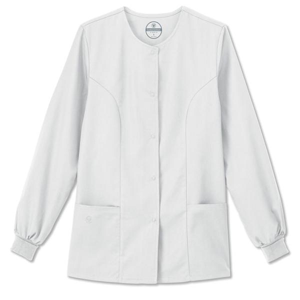 Fundamentals Warm-Up Jacket 2 Pockets Set-In Long Sleeves Small White Womens Ea