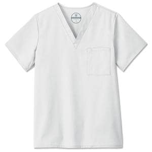 Fundamentals Scrub Shirt V-Neck Short Sleeves Large White Unisex Ea