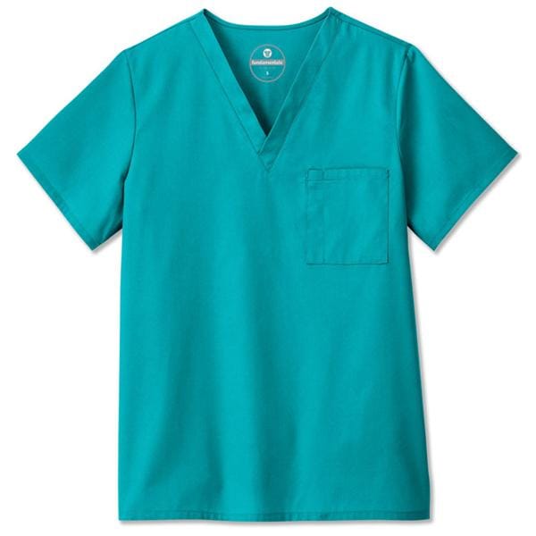 Fundamentals Scrub Shirt V-Neck Short Sleeves Medium Teal Unisex Ea