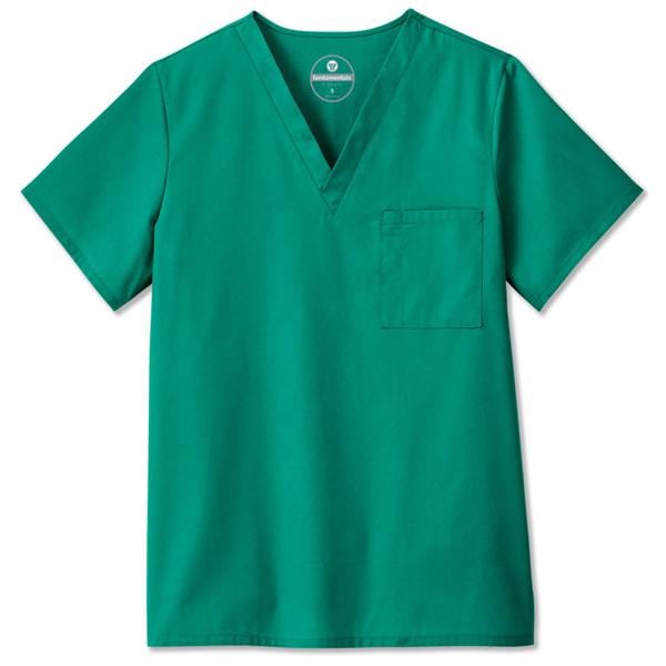 Fundamentals Scrub Shirt V-Neck Short Sleeves Large Hunter Green Unisex Ea