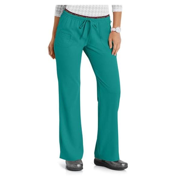 HeartSoul Scrub Pant 95% Polyester / 5% Spandex 4 Pockets Medium Teal Womens Ea