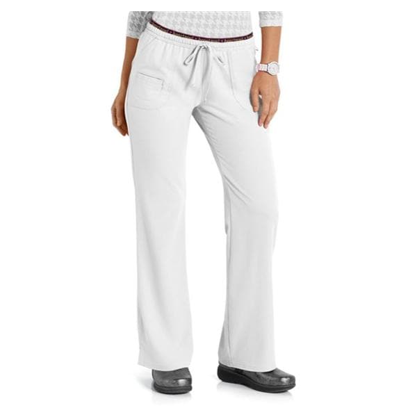 HeartSoul Scrub Pant 95% Polyester / 5% Spandex 4 Pockets Small White Womens Ea