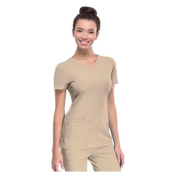 HeartSoul Scrub Shirt V-Neck X-Large Khaki Womens Ea