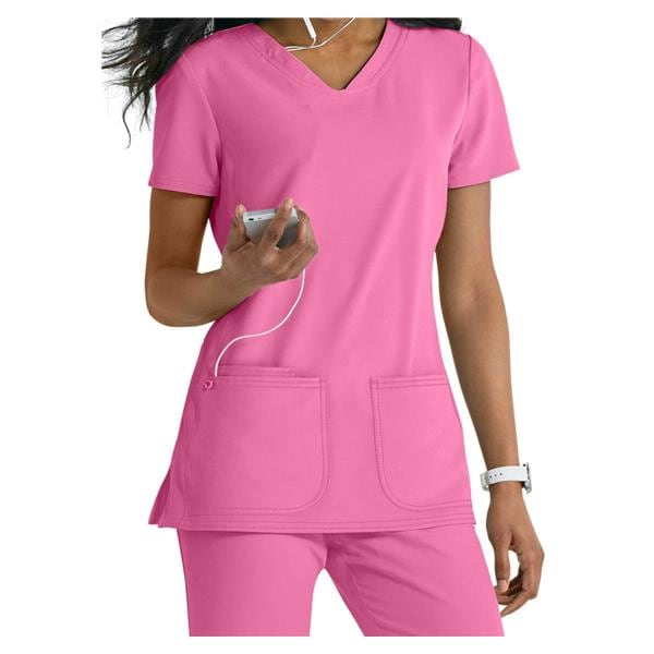 HeartSoul Scrub Shirt V-Neck Short Sleeves Large Pink Ea