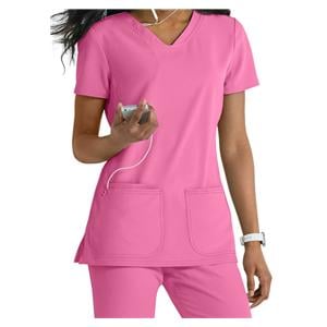 HeartSoul Scrub Shirt V-Neck Short Sleeves 3X Large Pink Ea