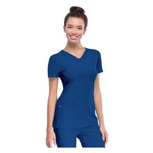 HeartSoul Scrub Shirt V-Neck Short Sleeves Medium Royal Blue Ea