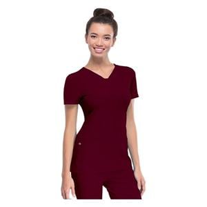 HeartSoul Scrub Shirt V-Neck Small Wine Womens Ea