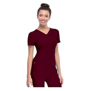 HeartSoul Scrub Shirt V-Neck 2X Small Wine Womens Ea