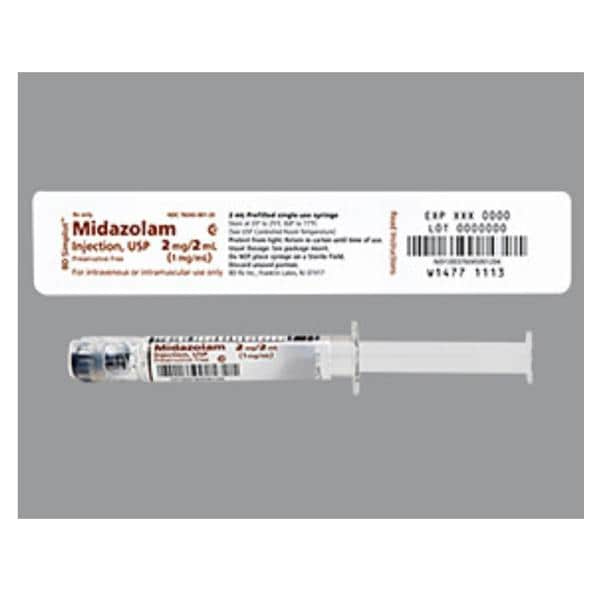 Midazolam Injection 1mg/mL Simplist Prefilled Syringe 2mL 24/Package