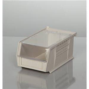 Super Tough Storage Bin Specify Color Plastic W/ Clear Lid/Label Holder 7x4x3 Ea