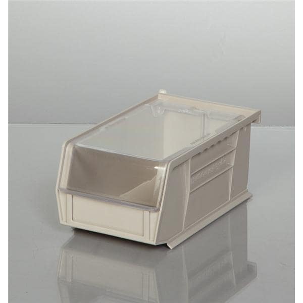 Super Tough Storage Bin Specify Color Plastic W/ Clear Lid/Label Holder 7x4x3 Ea