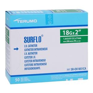 Surflo IV Catheter 18 Gauge 2" Green 50/Bx