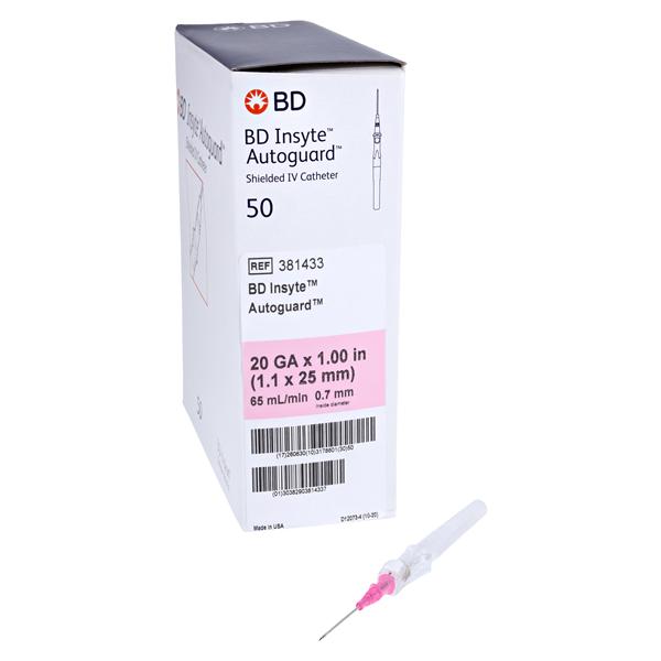 Insyte Autoguard IV Catheter Shielded 20 Gauge 1" Pink Straight 50/Bx
