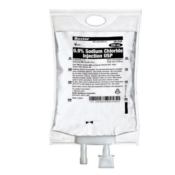 IV Solution Injection 0.9% Sodium Chloride 250mL Flexible Bag 30/Ca