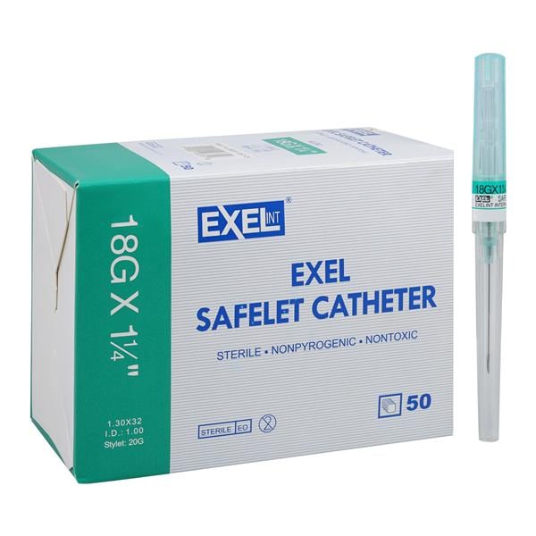 Safelet IV Catheter Safety 18 Gauge 1-1/4" Green 50/Bx, 4 BX/CA