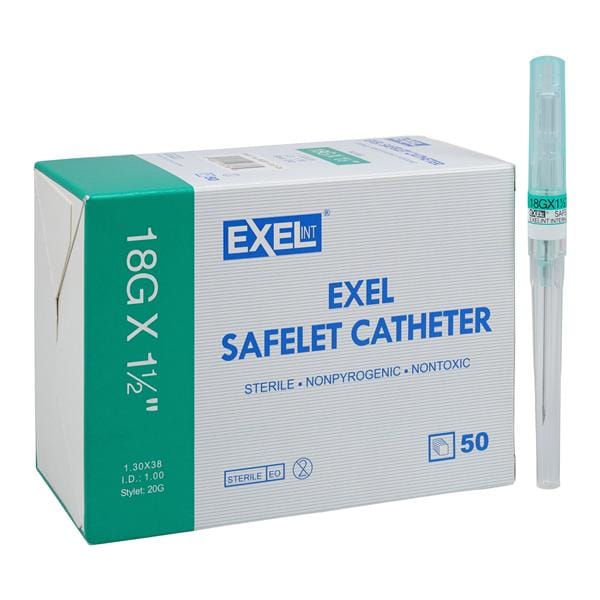 Safelet IV Catheter Safety 18 Gauge 1-1/2" Green 50/Bx