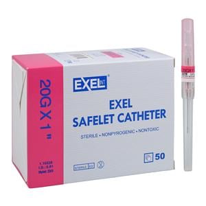 Safelet IV Catheter Safety 20 Gauge 1" Pink 50/Bx