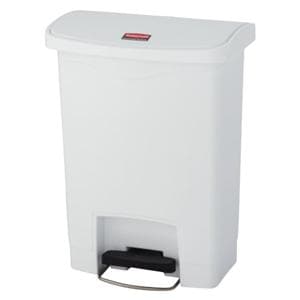 Bin Slim Jim Step-On White 8 Gal Ea