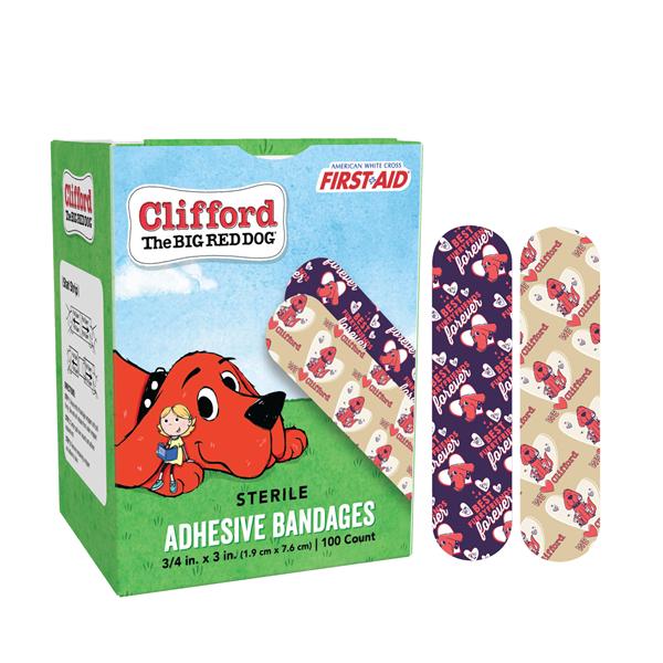 Bandage Adhesive Coating 3/4x3" Clifford the Big Red Dog 100/Bx