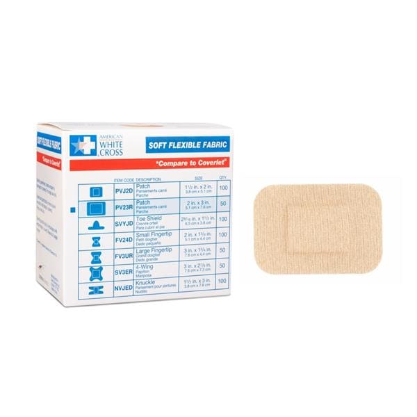 American White Cross Adhesive Bandage Fabric 2x3" Tan Sterile 50/Bx