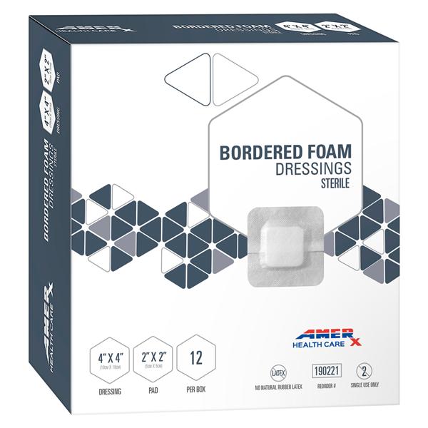 Amerx Polyurethane Foam Border Dressing 4x4" Sterile LF