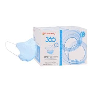 Cranberry 360 Procedure Mask ASTM Level 3 Blue 40/Bx, 8 BX/CA