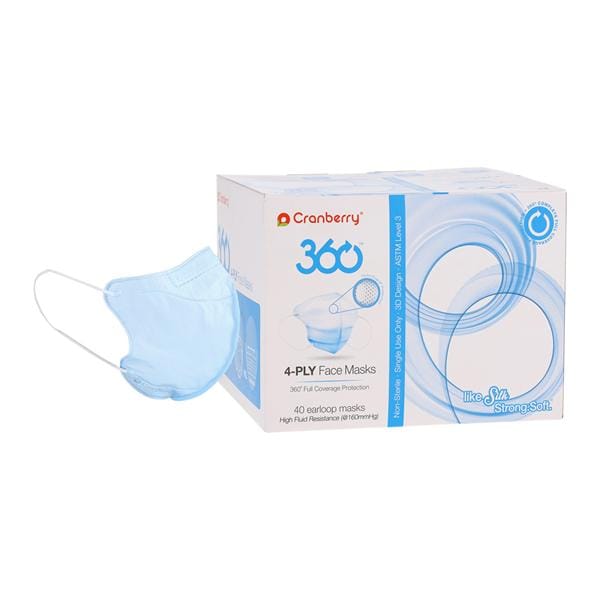 Cranberry 360 Procedure Mask ASTM Level 3 Blue 40/Bx