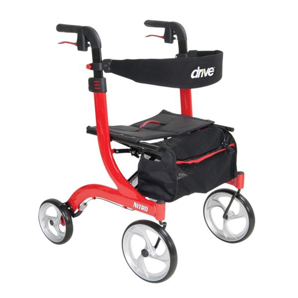 Nitro Walker Rollator 300lb Capacity 10" Front/8" Back Wheels