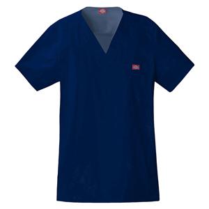 Dickies Scrub Shirt V-Neck Short Sleeves 5X Large Navy Mens Ea