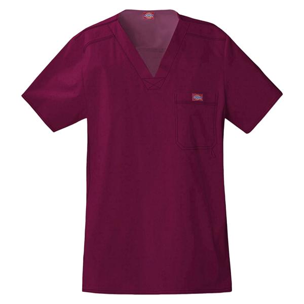 Dickies Scrub Shirt V-Neck Short Sleeves 5X Large Wine Mens Ea